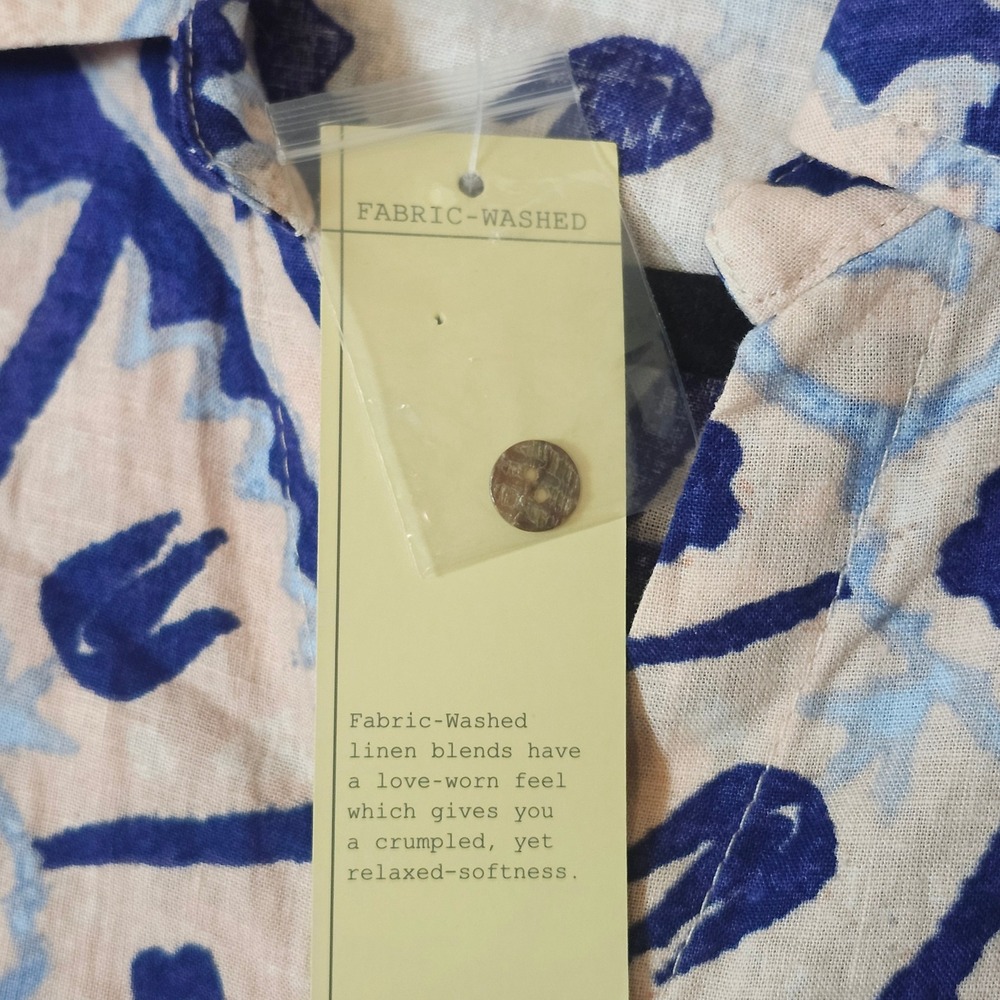 Christian‎ Siriano Shirt Tie Front Blue Paisley Linen Blend Boho S - Picture 5 of 10